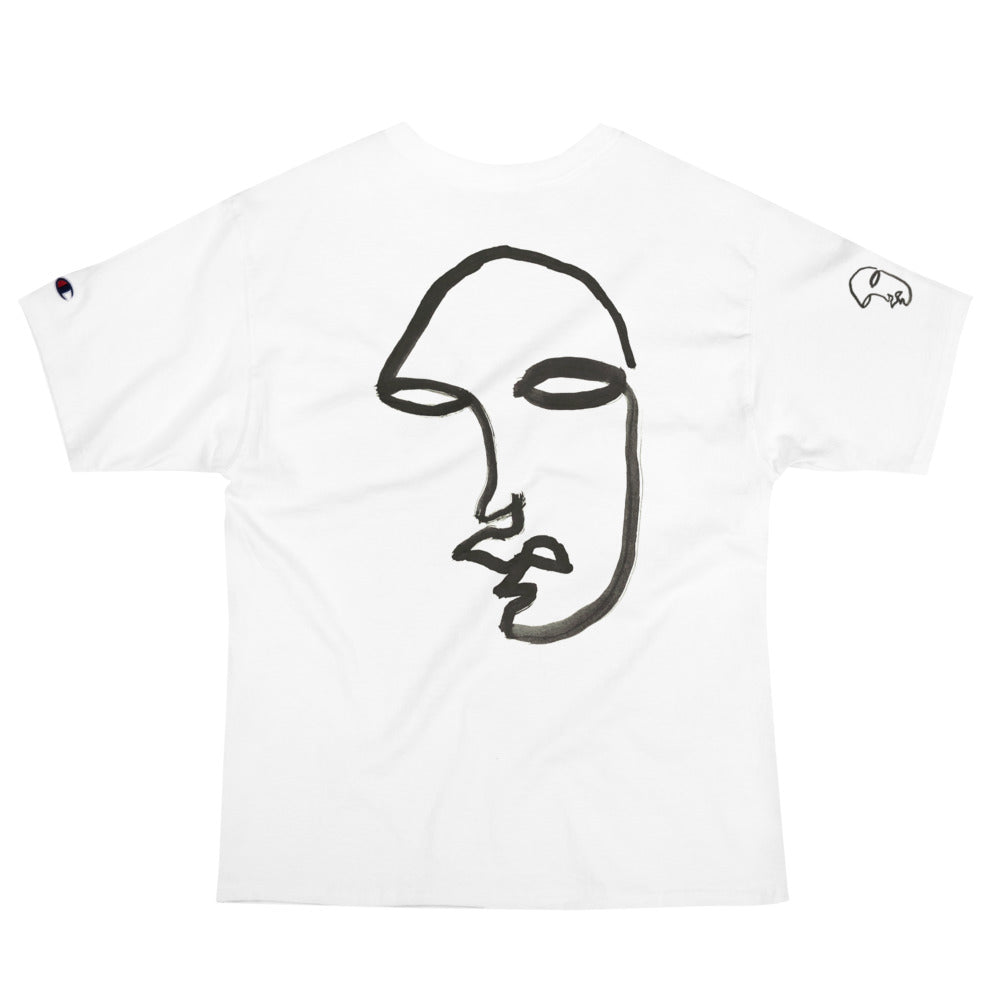 "WATCH YOUR BACK" Option Nomad x CHAMPION T-SHIRT [WHITE]