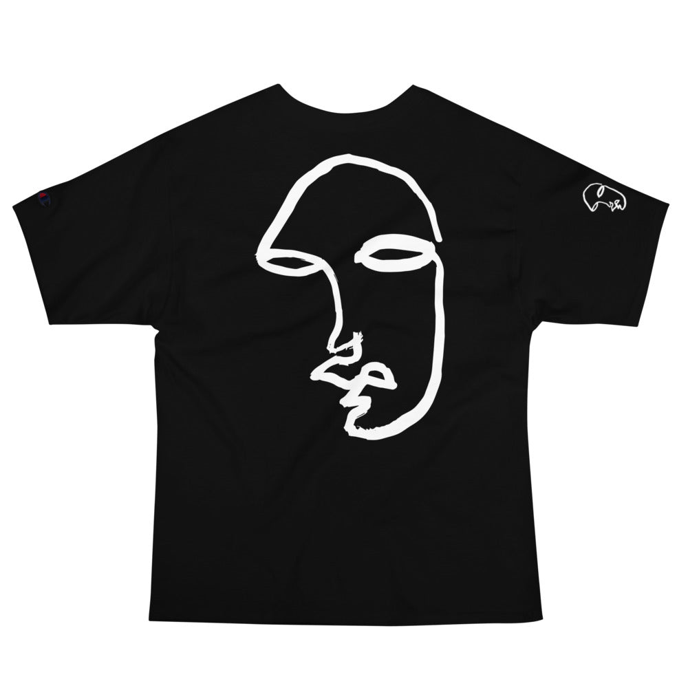 "WATCH YOUR BACK" Option Nomad x CHAMPION T-SHIRT [BLACK]